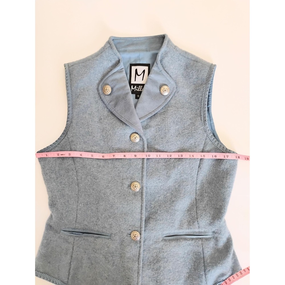 M. Miller Vest Womens Small Blue Wool Alpaca Blend Embroidered Alpine Made in US - Picture 4 of 6